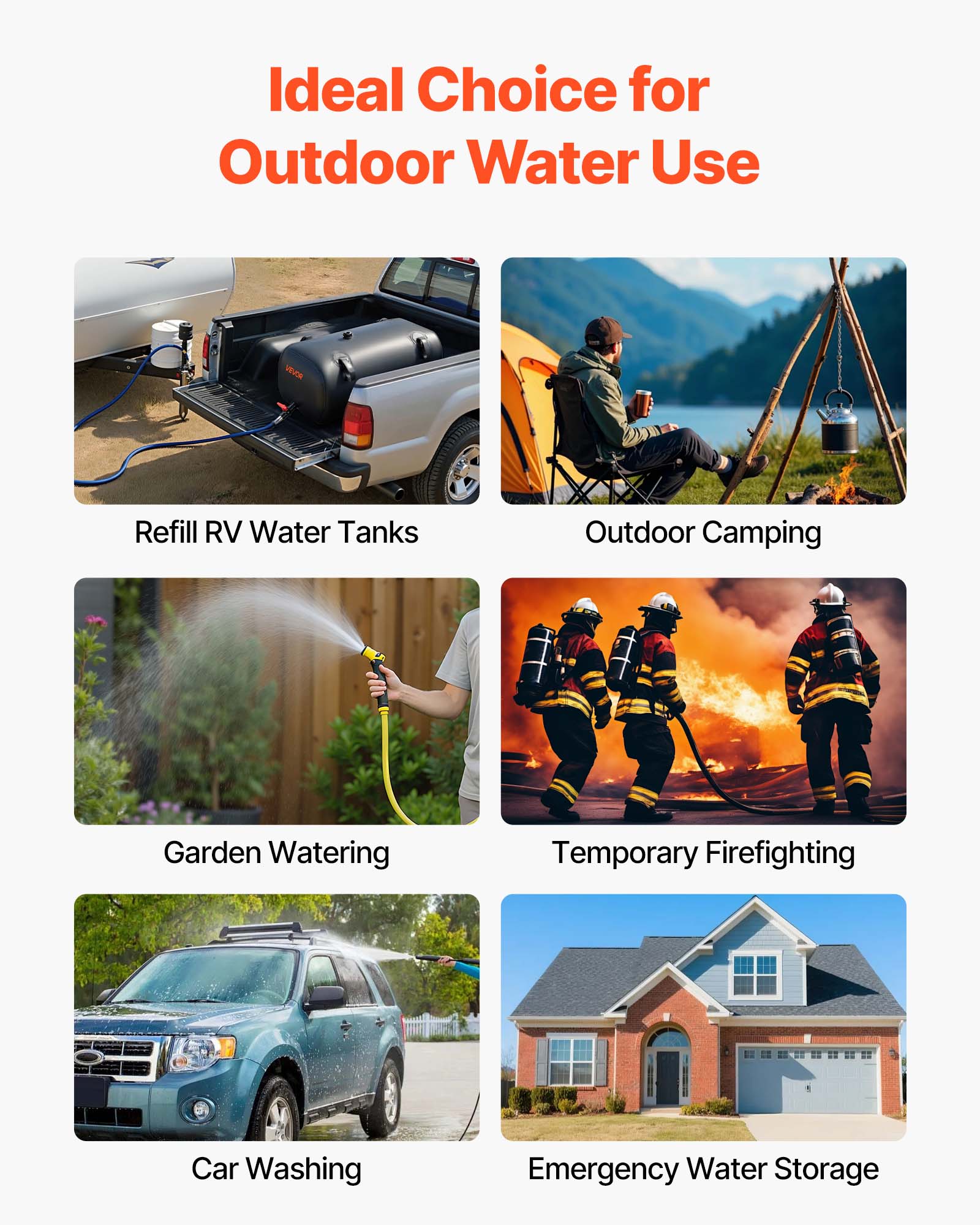 Serbatoio Acqua VEVOR Dolce 113L Sacca Stoccaggio Acqua Pieghevole Borsa Contenitore Acqua in PVC 1000D per Irrigazione del Giardino, Durevole, Nero - 7