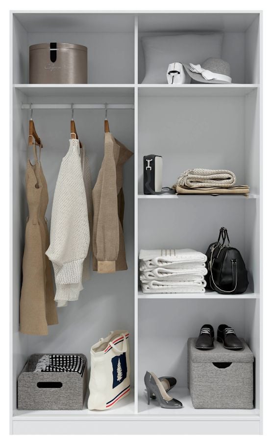 Armoire TOP - Décor blanc artik et chene nodi - 2 Portes coulissantes - L200 x H121 x P50 cm - 2