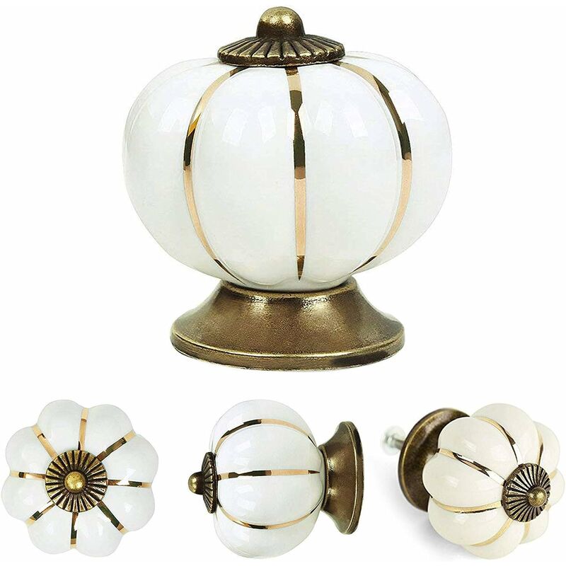 5-częściowy ceramiczny uchwyt meblowy w stylu vintage z wkrętami do szuflad i komód - biały