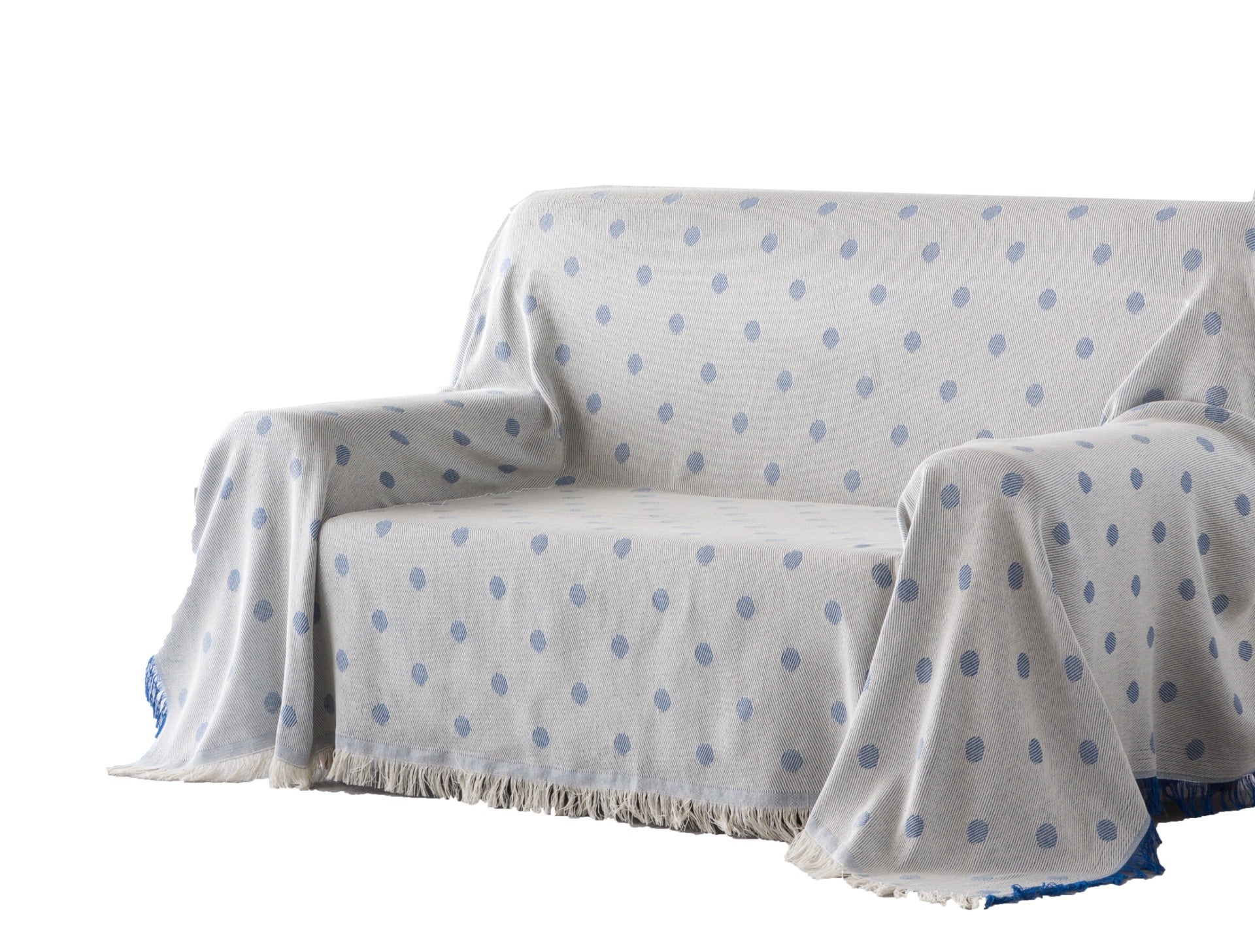 Estoralis | plaid multiusos tejido jacqard | con fleco ( 180x260 cm. anchoxalto ) modelo lunares color azul