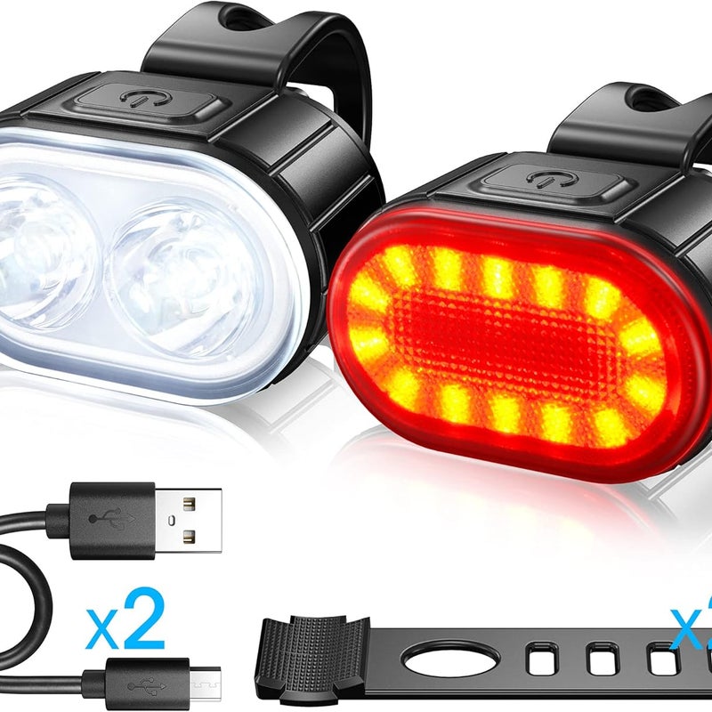 Lumiere Velo Światła rowerowe LED Wodoodporne IPX5, Reflektory z podwójnym mocowaniem, Pasują do wszystkich rowerów i na każdą pogodę