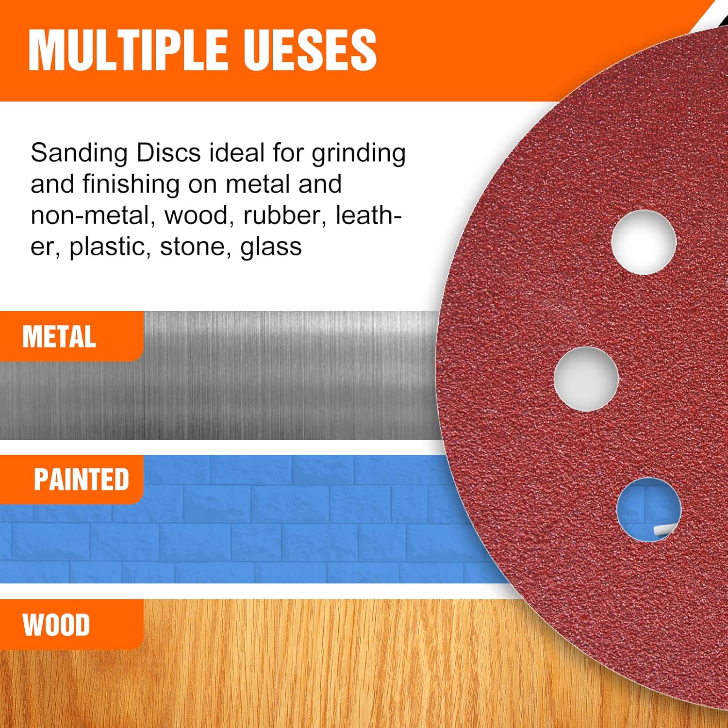 Disques Abrasifs 125mm Grain 240 Papier Poncer 100 Pièces 8 Trous Disque Poncage pour Ponceuse Excentrique - 5