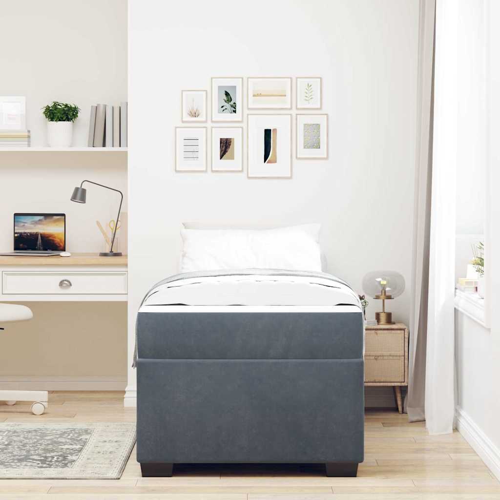 Cadre de lit avec matelas Gris foncé 90 x 200 cm Velours - 5