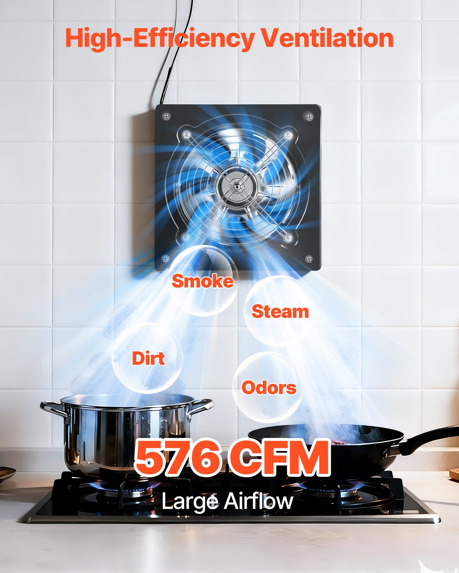 Ventilateur d'Extraction en Ligne VEVOR 100 mm Extracteur de Conduit d'Air avec Capteur de Température pour Salons Tentes Cuisines Sous-Sols | Leroy Merlin