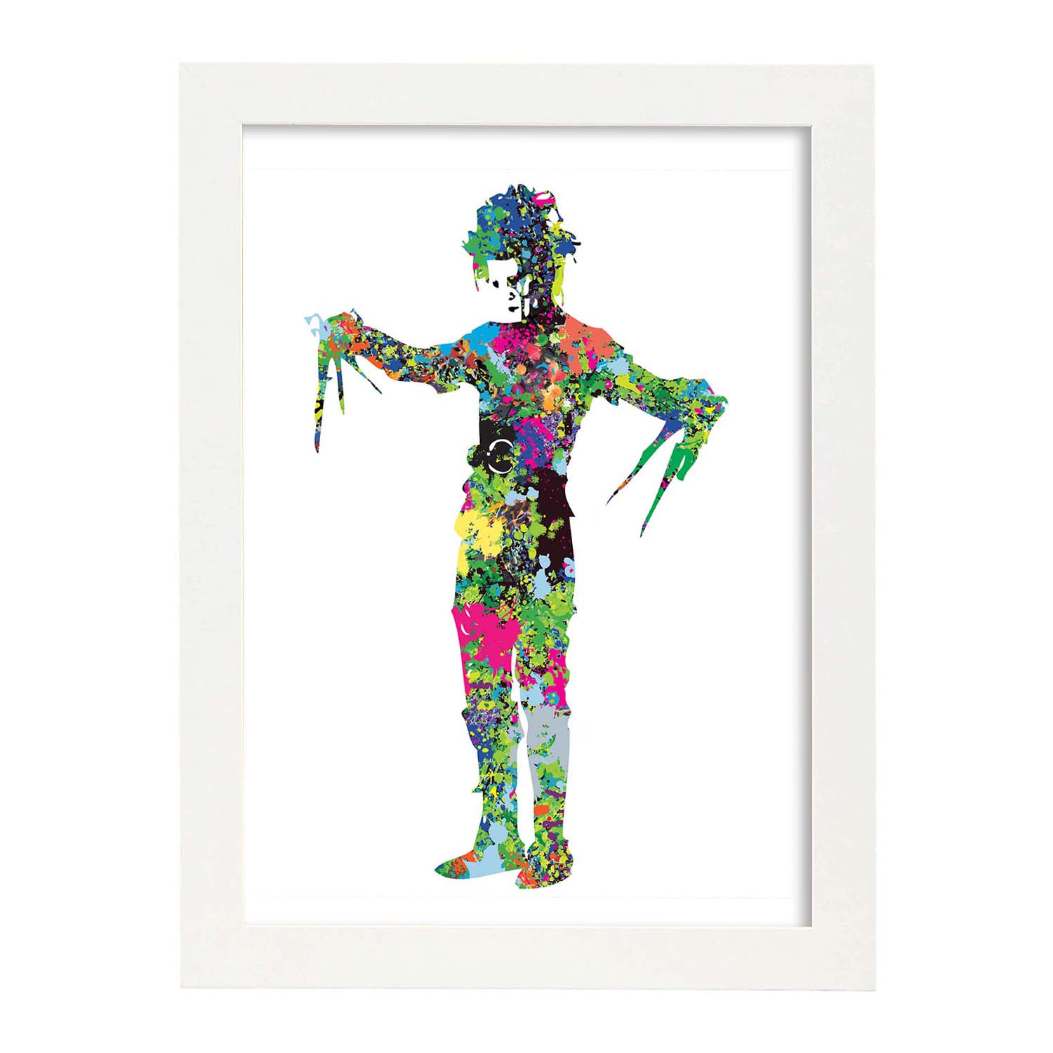 Poster de eduardo manostijeras estilo acuarela láminas de cine peliculas y actores posters de peliculas antiguas con estilo acuarela marco blanco - a3