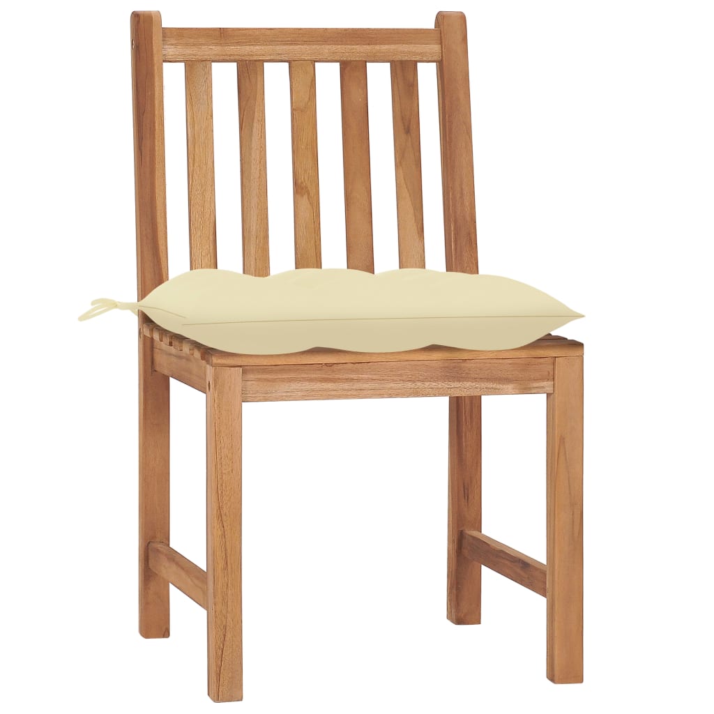 Chaises de jardin 6 pcs avec coussins Bois de teck massif - 3