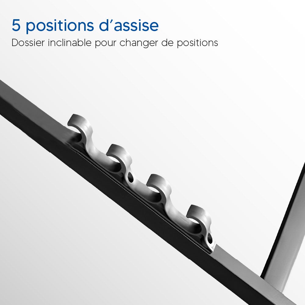 Chaise chilienne pliante 94x61 cm textilène anthracite avec coussin – 5 positions - 4