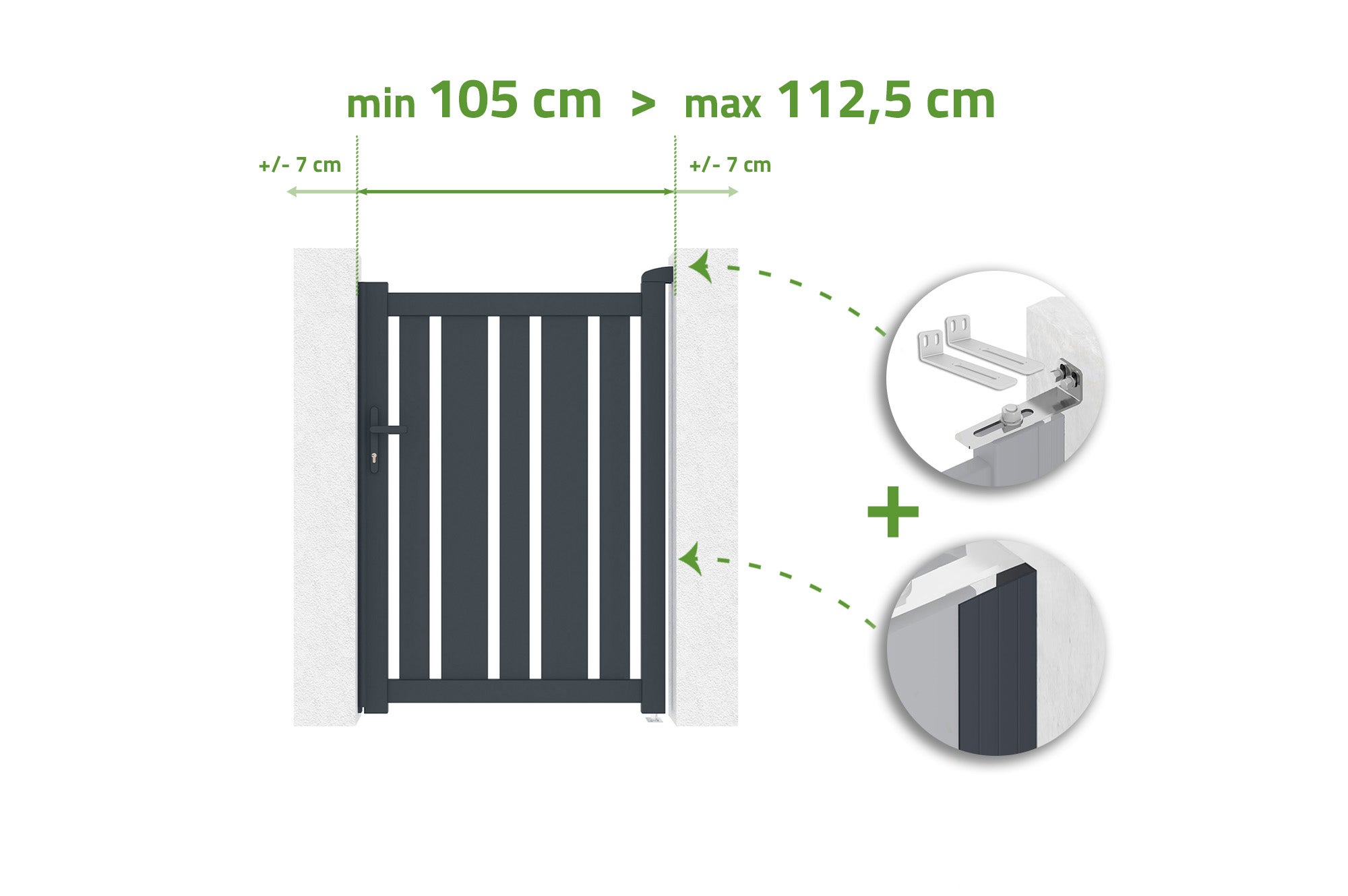 Brama regulowana szerokość 1m VEYMONT H.140cm szare aluminium