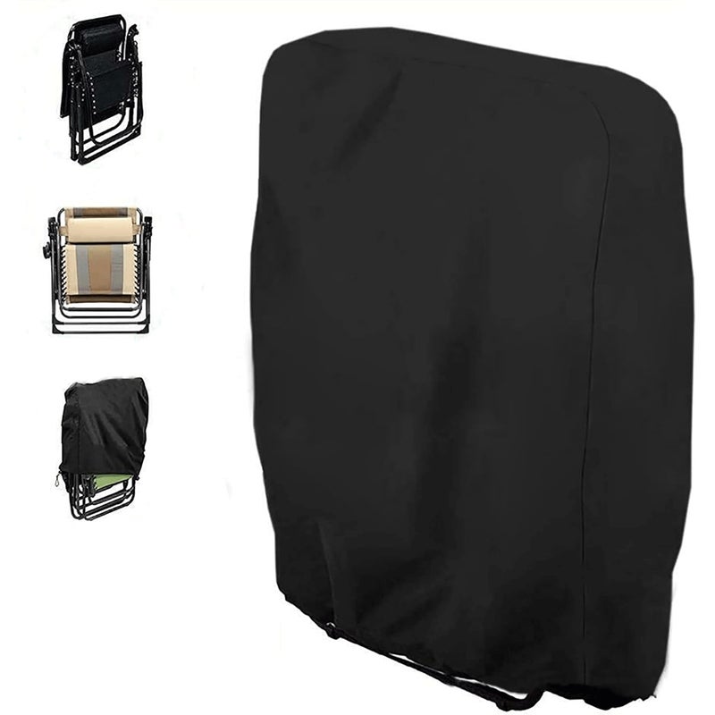 Pokrowiec na krzesło ogrodowe składane - 71 x 20/34 x 110 cm - Wodoodporny i odporny na promieniowanie UV - Czarny