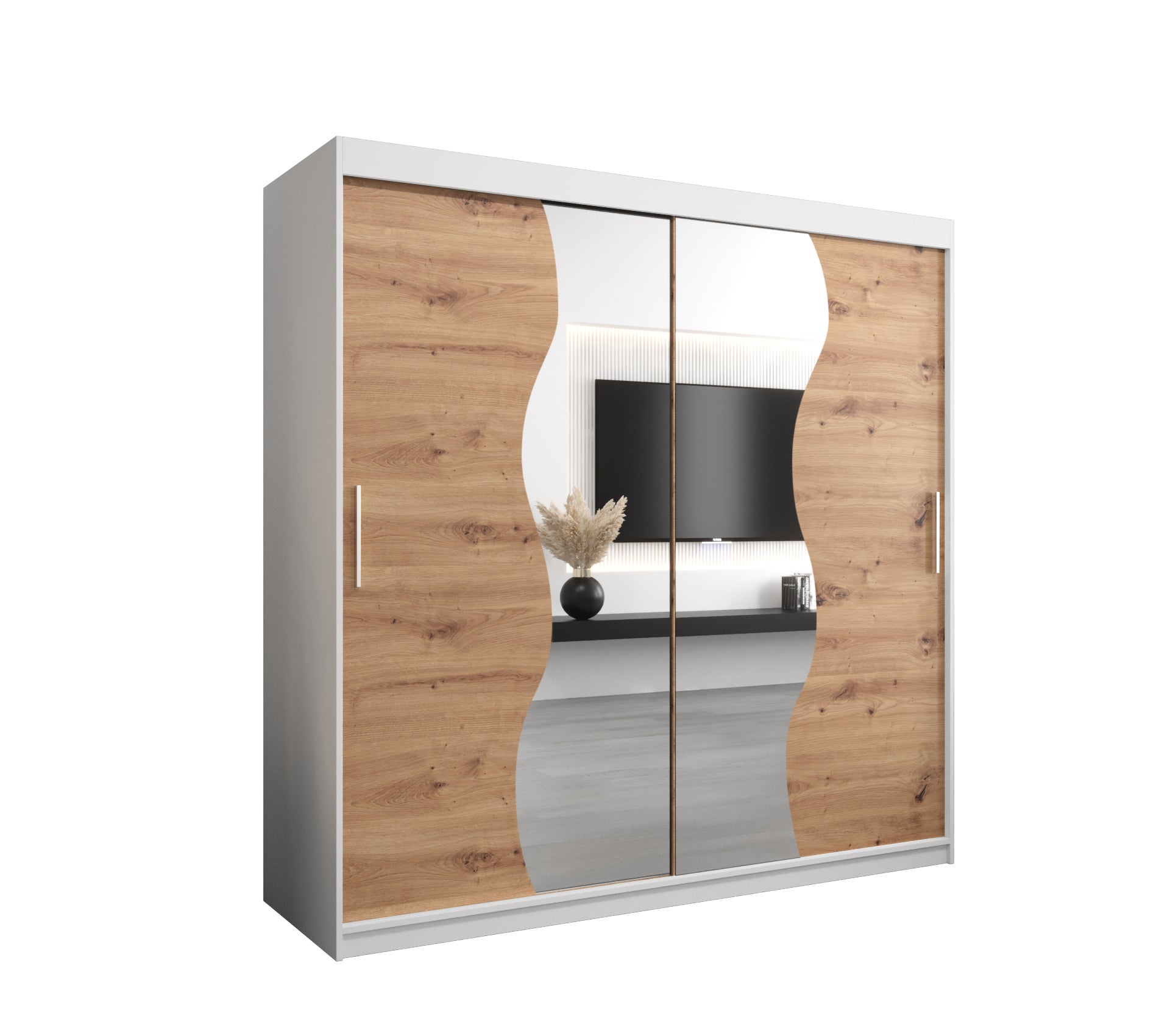 Szafa przesuwna garderoba MADRYT 200 x 62 x 200 cm Biały + Artisan - Abiks Meble
