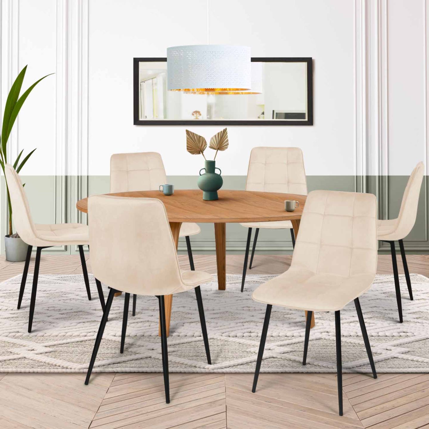 Lot de 6 chaises MILA en velours noir pour salle à manger | Leroy Merlin Lot de 6 chaises MILA en velours noir pour salle à manger | Leroy Merlin