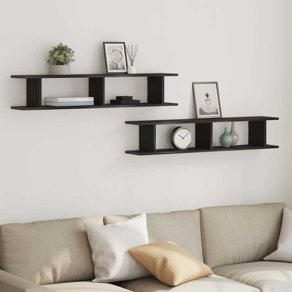 Maison exclusive - estante pared 2uds madera ingeniería roble negro 105x18x20cm