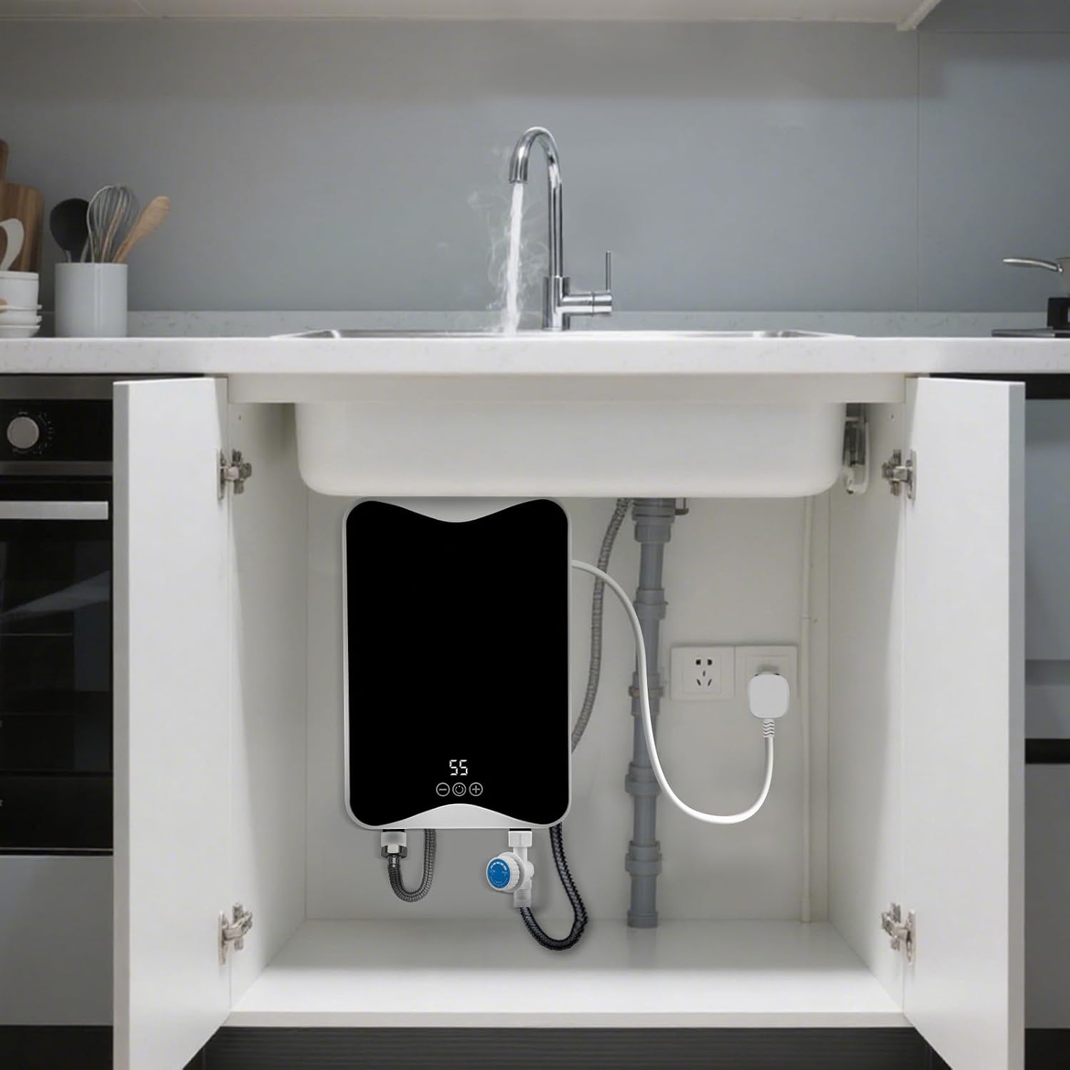 Mini chauffe-eau électrique instantané, 5500W 230V, avec indicateur de ...