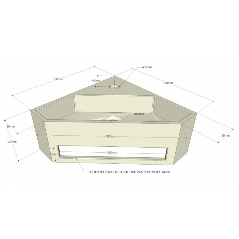 Lave mains d'angle scala pour wc en solid surface - 4