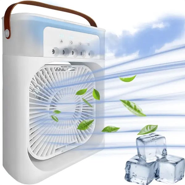 Przenośne klimatyzatory Mini chłodziarka powietrza, wentylator nawilżający, mały przenośny klimatyzator, 7 kolorowych diod LED, nawilżacz, Biały