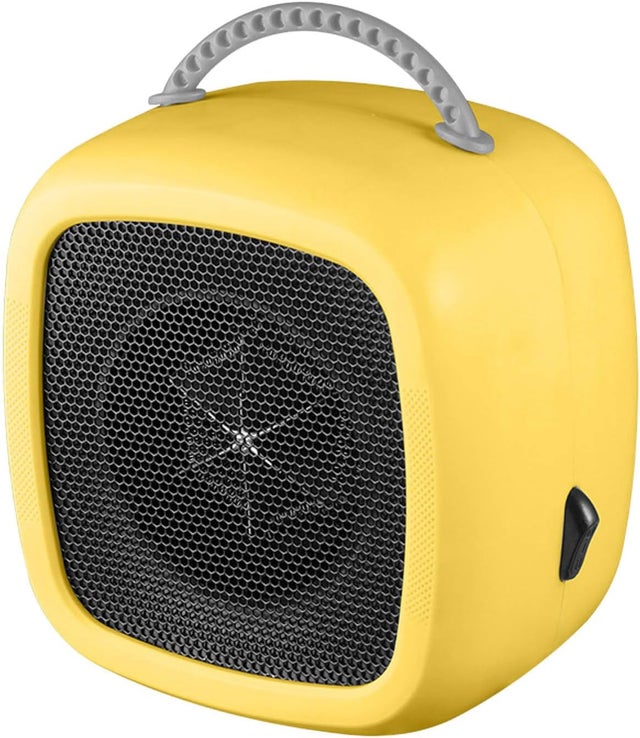 Przenośny grzejnik, mały, szybko nagrzewający się grzejnik z uchwytem, odpowiedni do biura, sypialni, kuchni, żółty