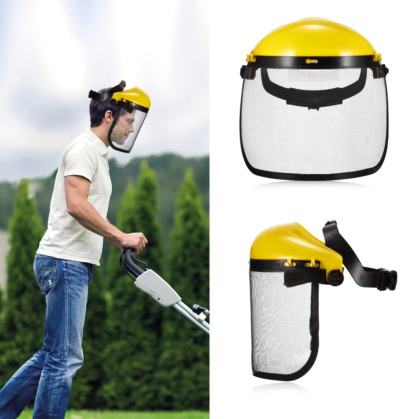 Visière de Visage,Tondeuse d'herbe de Jardin Casque de Protection Faciale Chapeau de Protection de Sécurité Protection des Visière de Couverture - 4