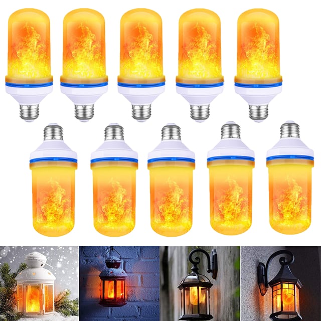 10pcs Ampoule Clignotante E27 5W, Lumière De Feu Jaune, Lumière De Noël, Halloween, Fête De Vacances, Décor De Bar, Lumière De Flamme