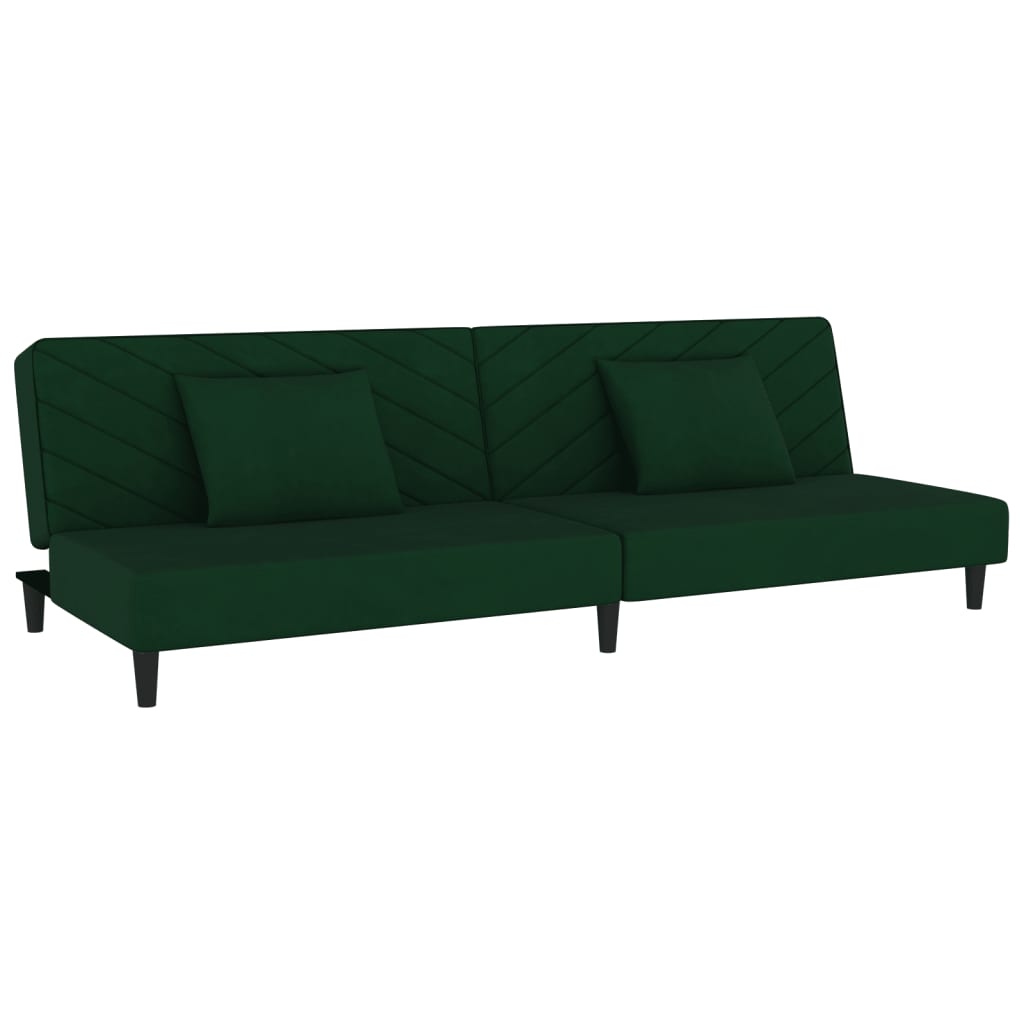 Sofá cama de 2 plazas moderno | cama para adulto con dos almohadas terciopelo verde oscuro cfw60751