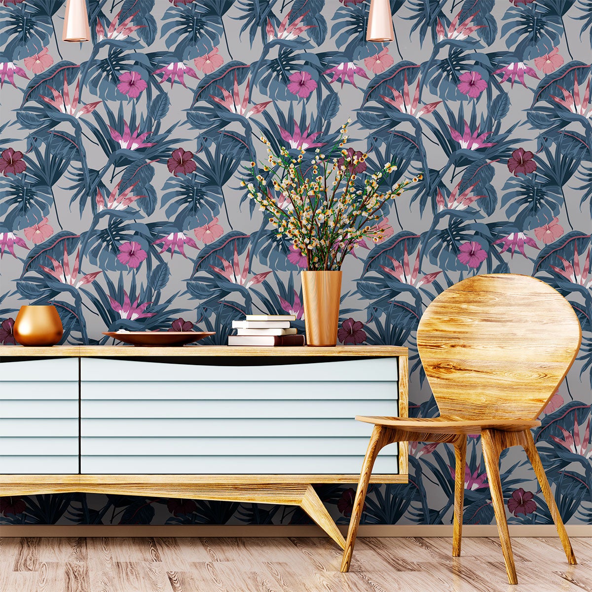 Vinilo tapiz tropical santa maria - adhesivo de pared - revestimiento sticker mural decorativo - 60x60cm