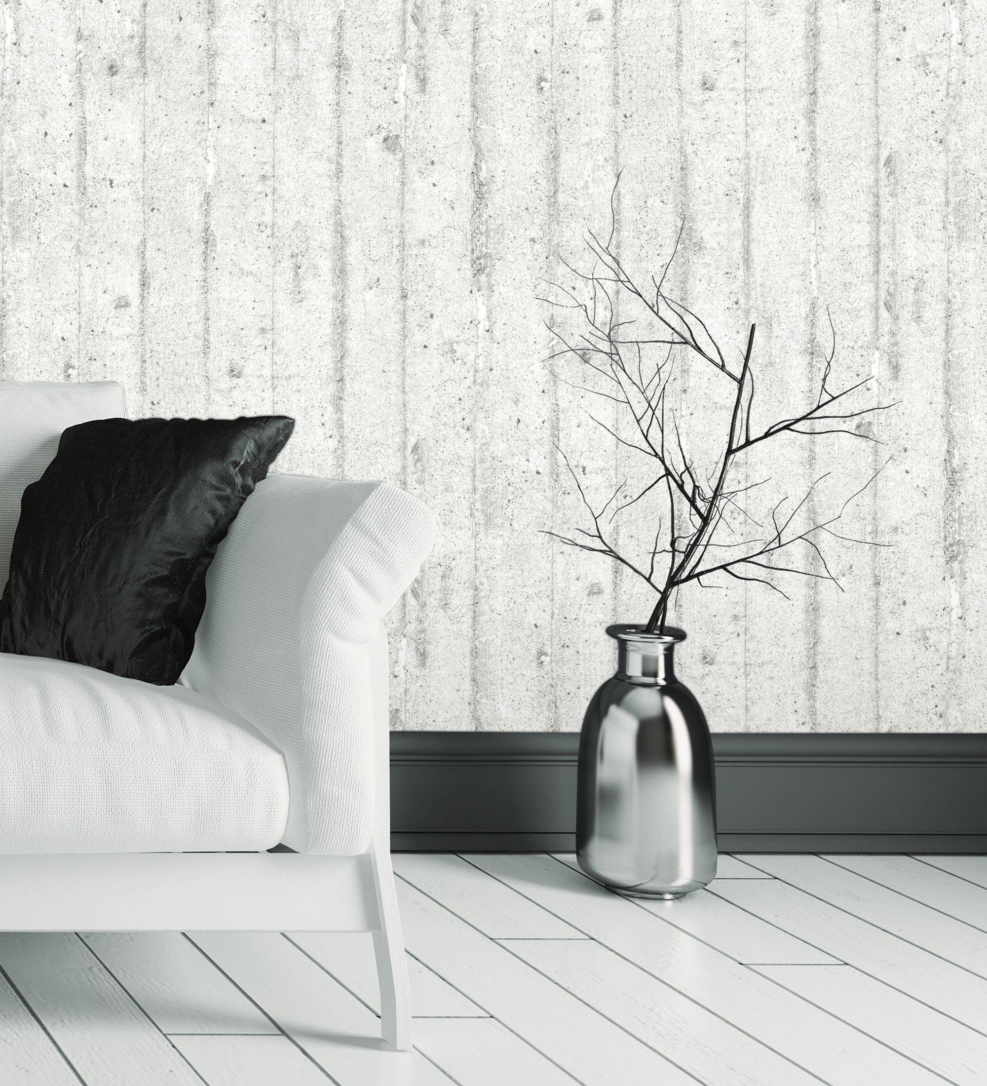 Papel pintado vinílico lavable efecto listones hormigón gris textura relieve - antilla 453486 de gaulan - rollo de 10 m x 0,53 m