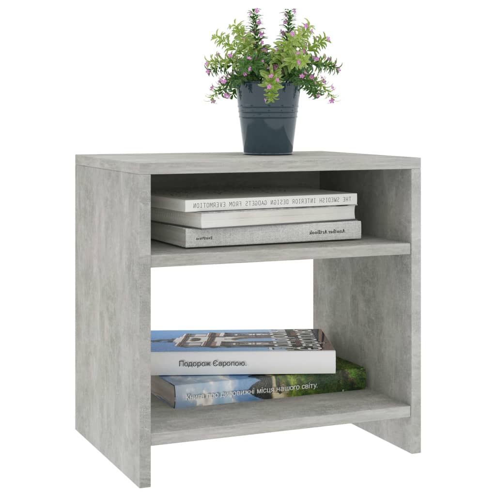 Maison Exclusive - Mesita de noche madera contrachapada gris hormigón 40x30x40 cm - 3