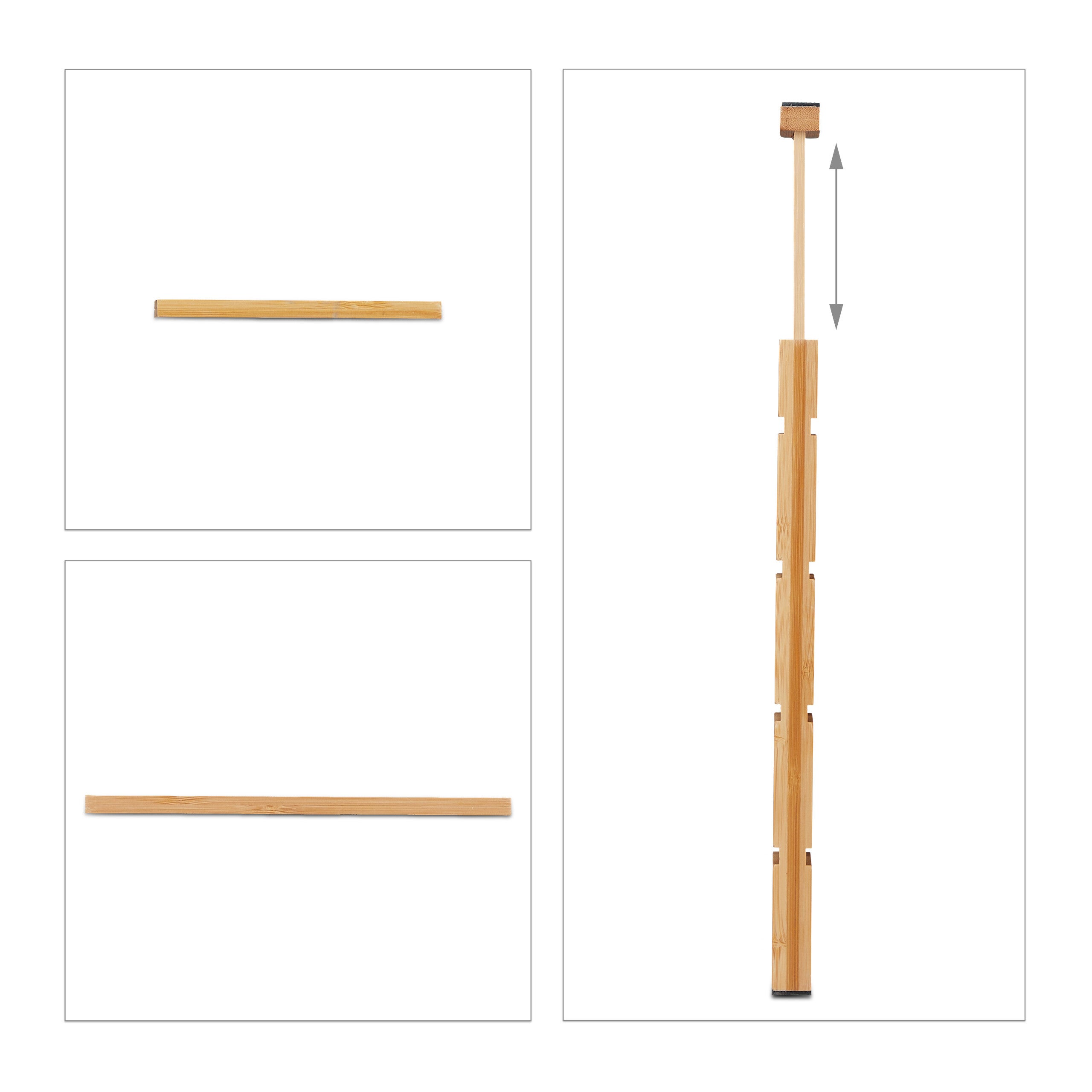 Séparateurs de tiroirs de cuisine, lot de 10, longueur réglable de 34 à 44 cm, bambou et silicone, naturel et noir, Relaxdays - 6