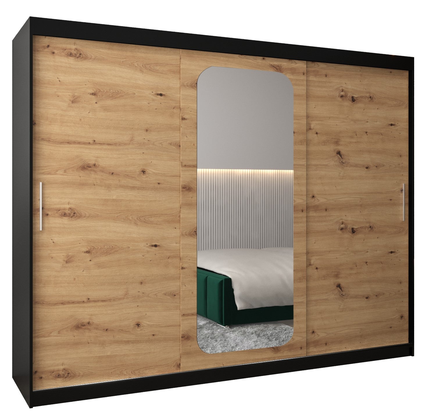 Szafa przesuwna garderoba PROMO T2 250 x 62 x 200 cm Czarny + Artisan - Abiks Meble