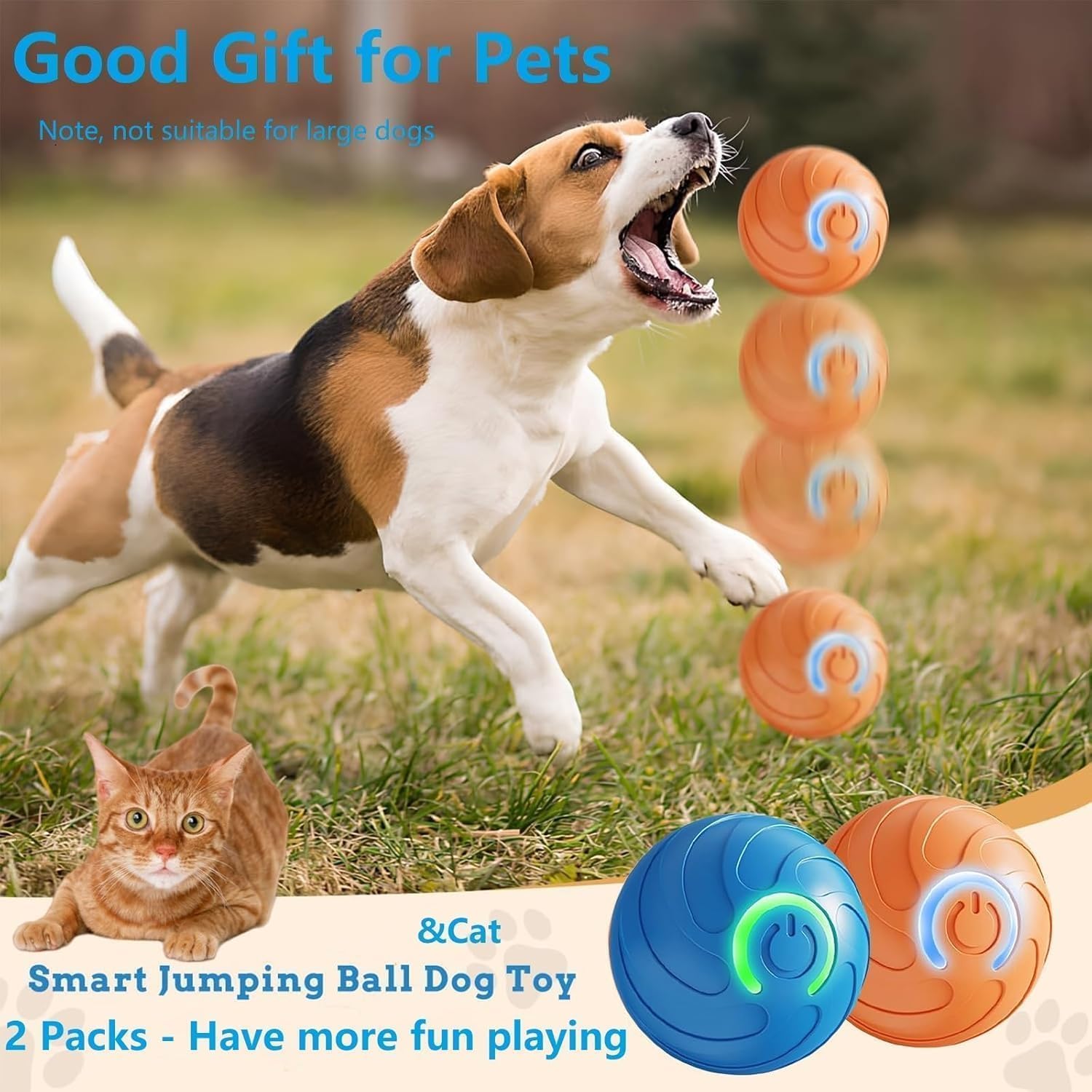 Pelota interactiva inteligente genérica 2026 para perros (azul): juguete recargable por USB con vibración y rebote automático, estimulación cerebral - 3