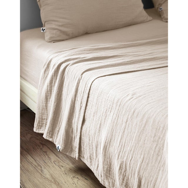 Drap plat 240 x 300 cm Double gaze de coton luxe Gaïa Pampa naturel