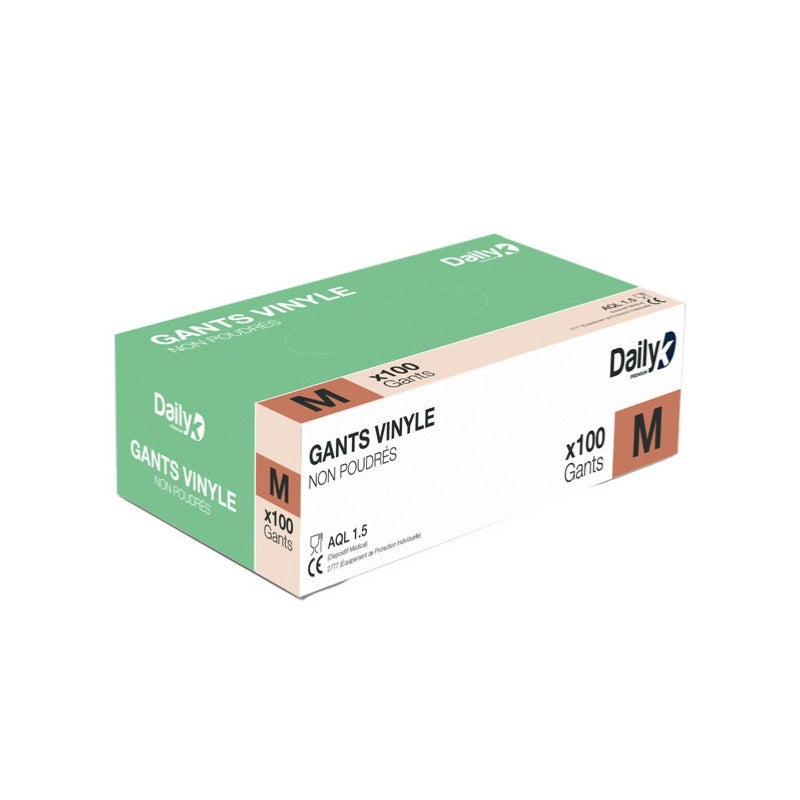 Gant vinyle non poudré - boîte de 100 (S à XL) M - Daily K - 2