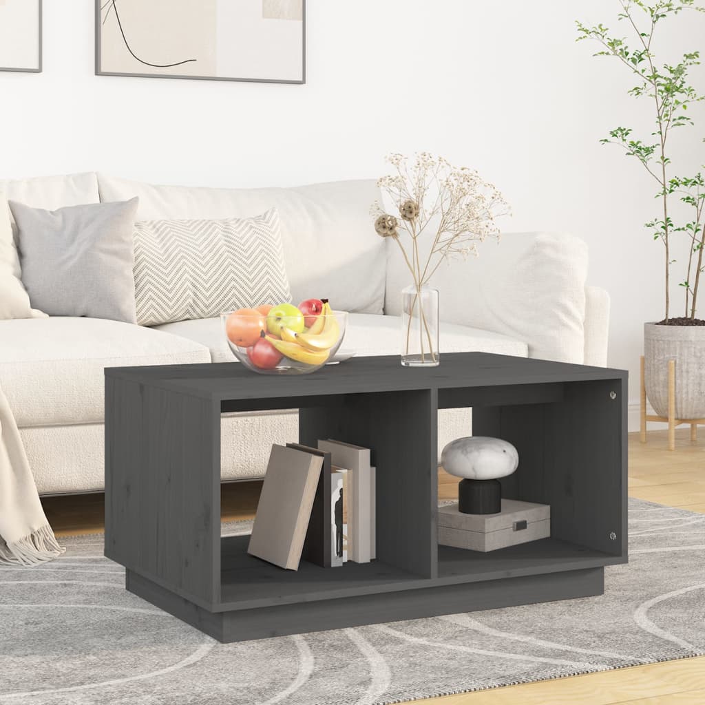 Stolik kawowy, szary, 80x50x40 cm, lite drewno sosnowe vidaXL