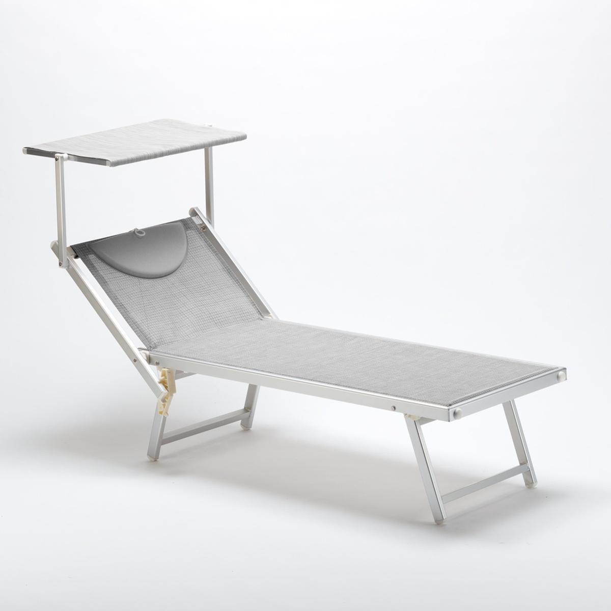 2 Lettini spiaggia mare prendisole professionali in alluminio Italia - Grigio - 6
