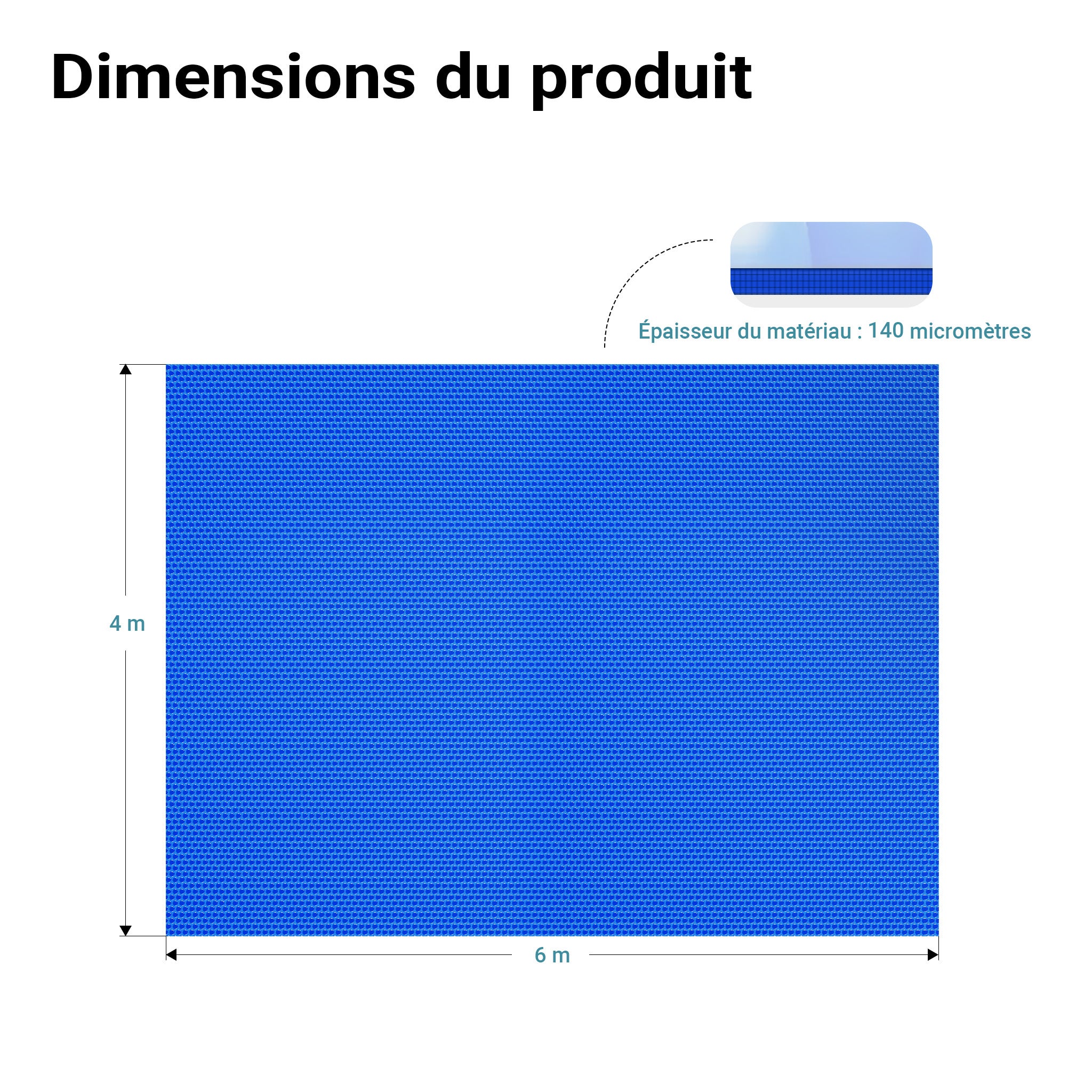 Cubierta solar piscina isotérmica Azul Rectangular 4x6m Lona térmica protectora Cobertor piscina - 5