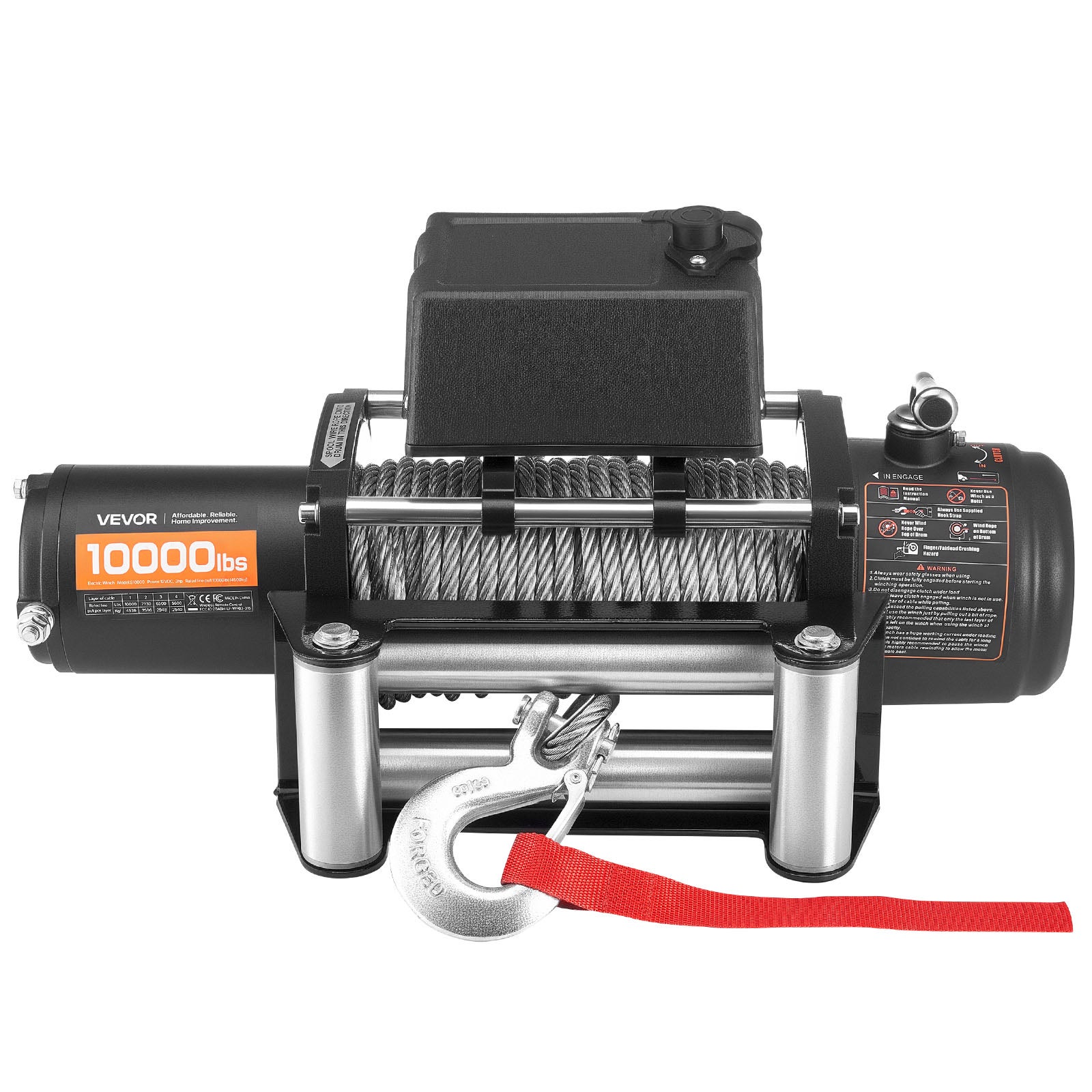 Treuil Électrique VEVOR 12 V CC 4500 kg avec Câble en Acier Φ 8,3 mm x 19,8 m, Télécommande, Étanchéité IP55, pour Remorquage de SUV, Jeep, Bateau - 9