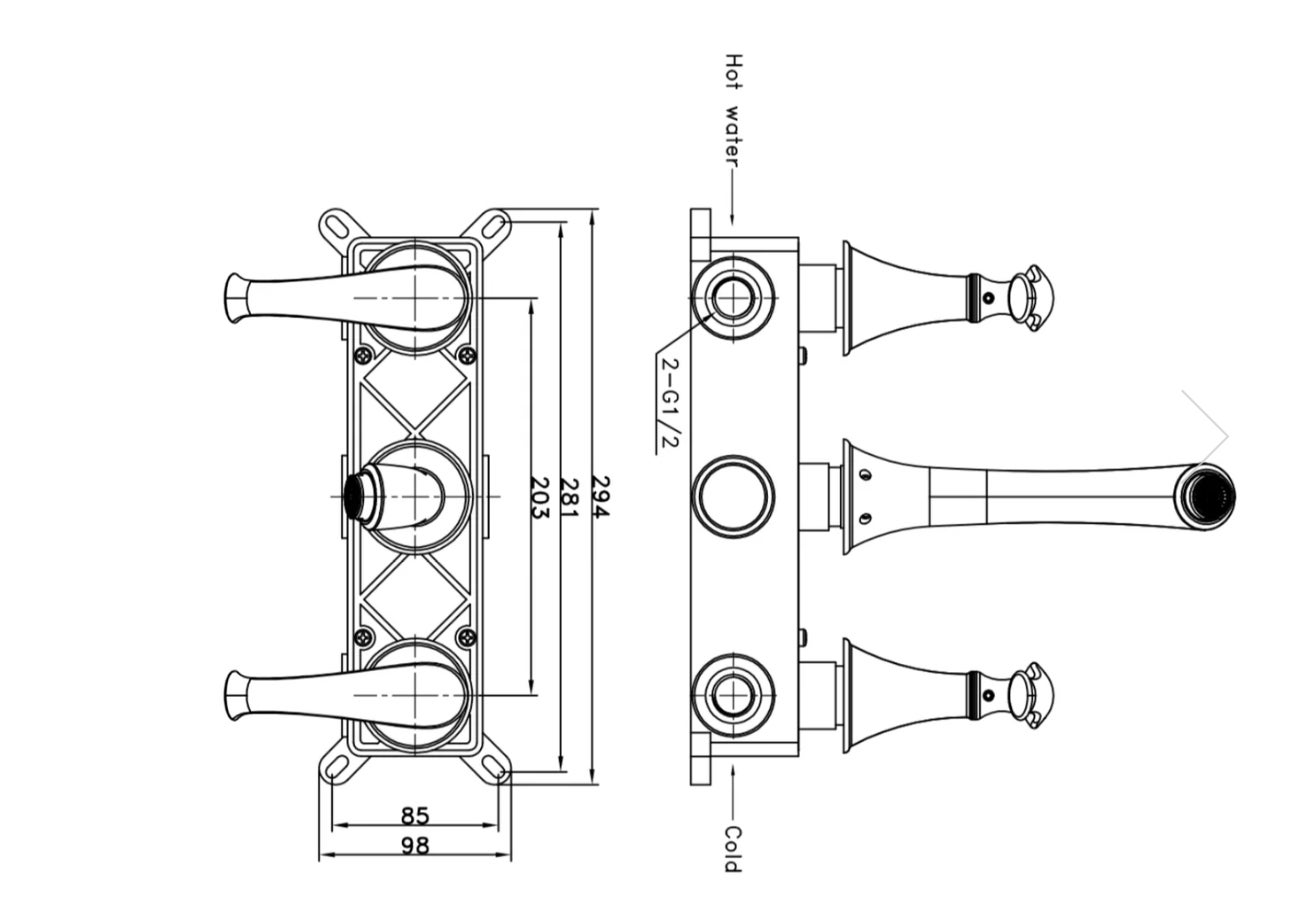 RUBINETTO LAVABO A PARETE 102 IN OTTONE ORO COLLEZIONE SCAMANDRE - 2