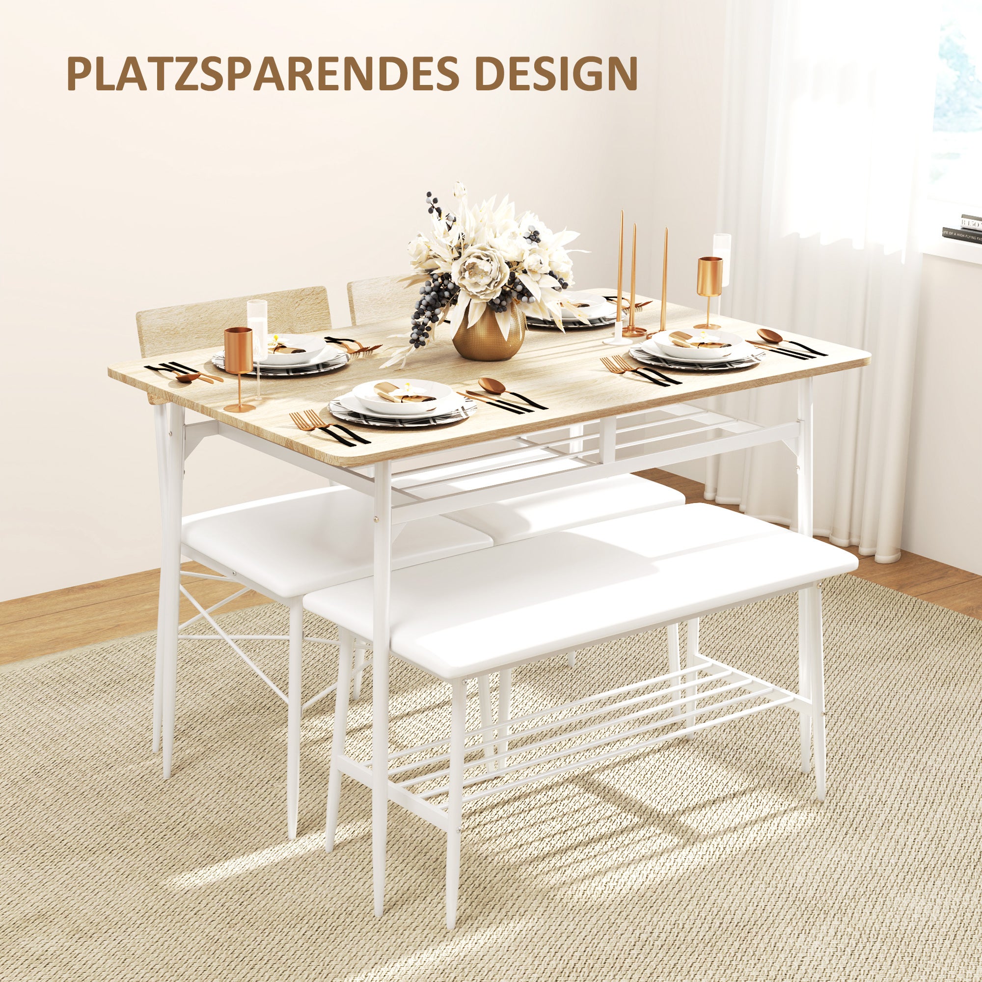 Ensemble repas pour 4 personnes comprenant une table, 2 chaises et un ...