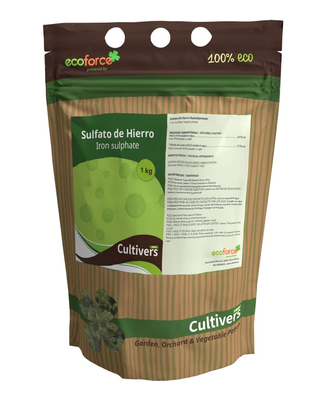 CULTIVERS Sulfate De Fer Heptahydraté 1 Kg Pour Une Utilisation Multiple Dans La Maison Et Le Jardin. L'engrais Naturel Pour Plantes