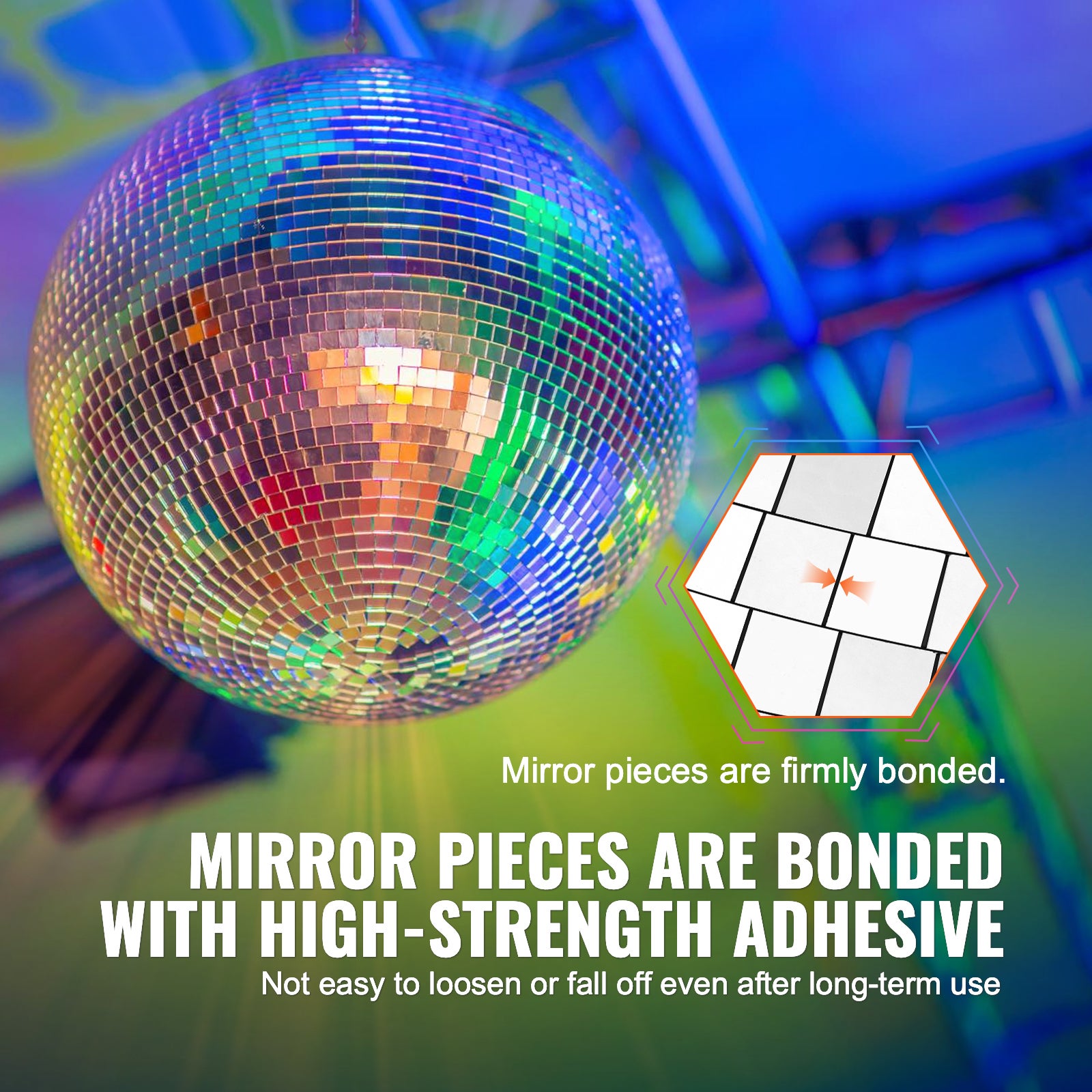 Boule disco miroir,SucceBuy 30,5 cm avec anneau de suspension pour fêtes. Décoration idéale pour DJ Club,mariages,anniversaires,Noël,Nouvel An - 5