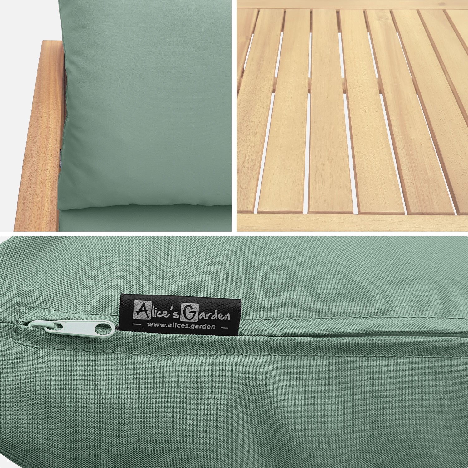 Salon de jardin en Bois Vert 4 personnes - 6