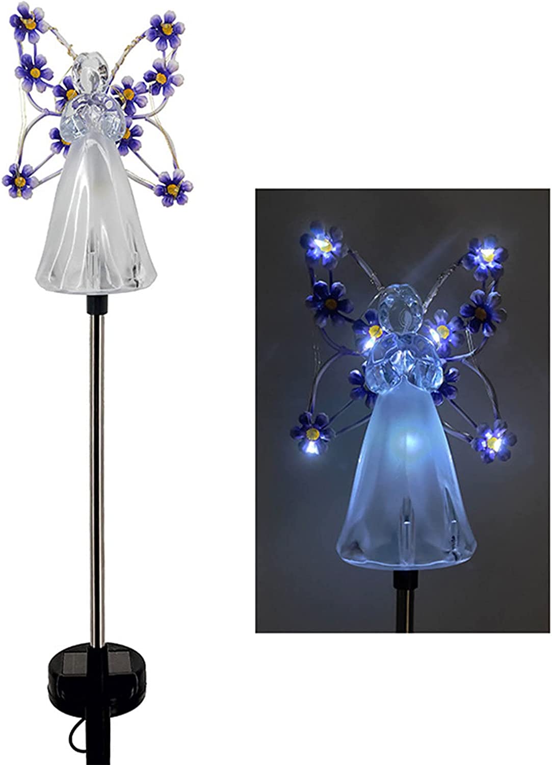 Słoneczne zewnętrzne oświetlenie ogrodowe, słoneczne oświetlenie dekoracyjne anioła, słoneczne oświetlenie słupowe do ogrodu cmentarnego