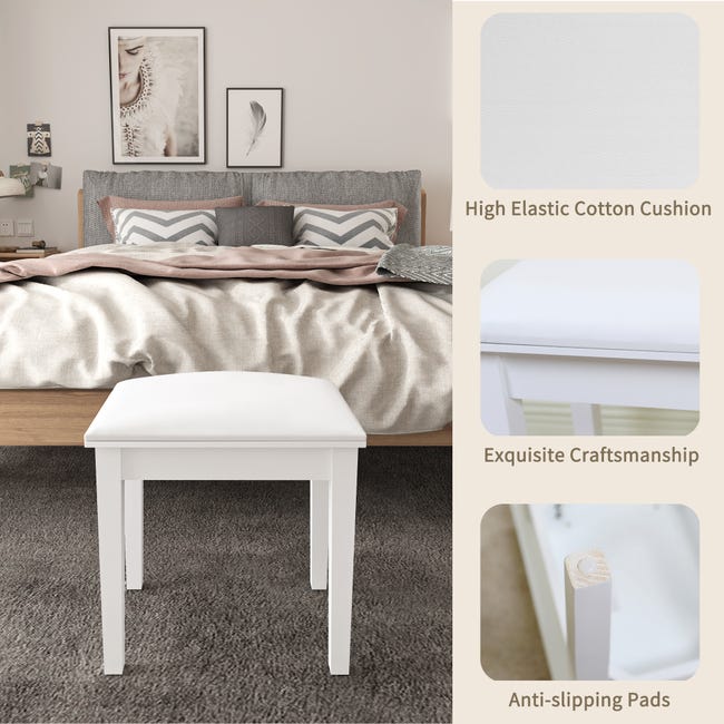 COSTASKF Sgabello Ottomano Con Cuscino E Gambe A X In Legno Di Noce – 45,7 Cm, Perfetto Per Toeletta E Soggiorno