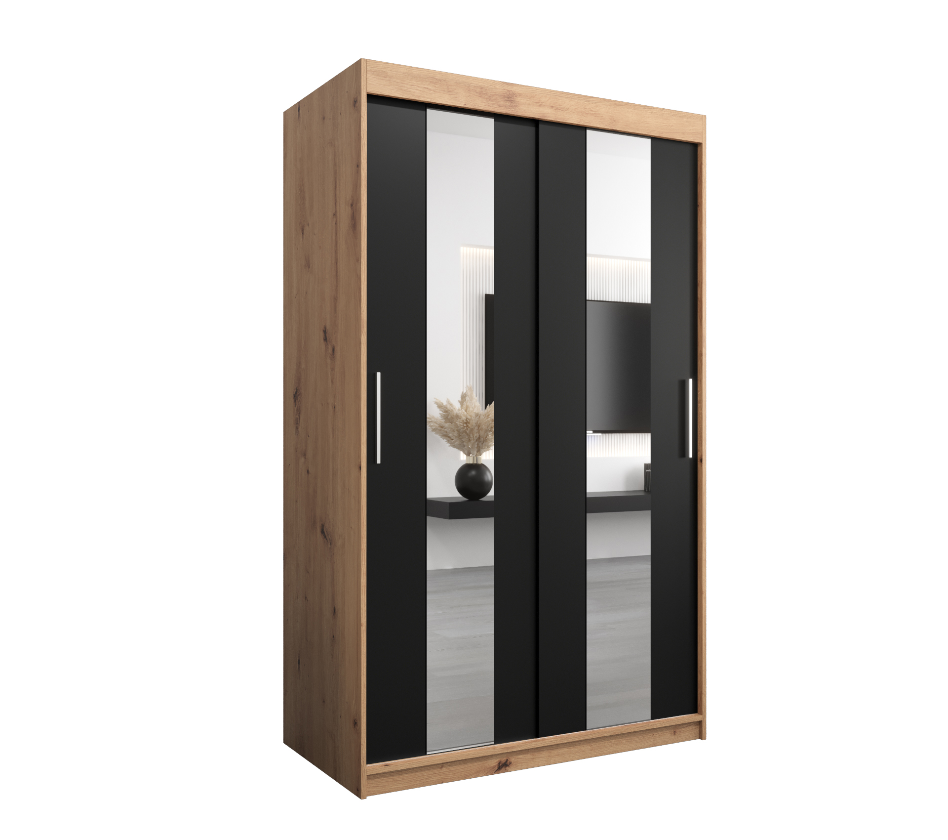 Szafa przesuwna garderoba POLE 120 x 62 x 200 cm Artisan + Czarny - Abiks Meble