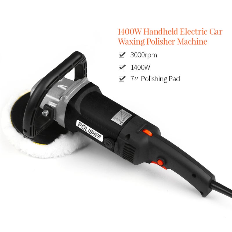 Machine à polir électrique 1400W, Polisseuse main M14 180mm, Vitesse variable, Noir, Entretien peinture voiture, Carrelage marbre, Plug EU - 5