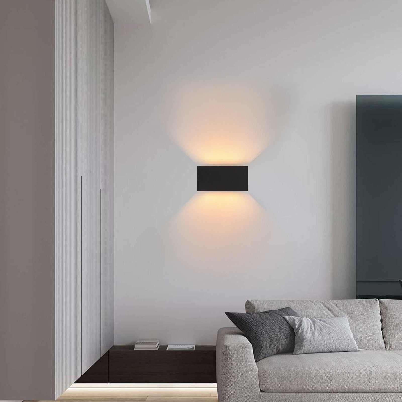 NETTLIFE Candeeiro de parede LED Preta IP65 Ajustável G9 Interior e Exterior Branco Quente - 9