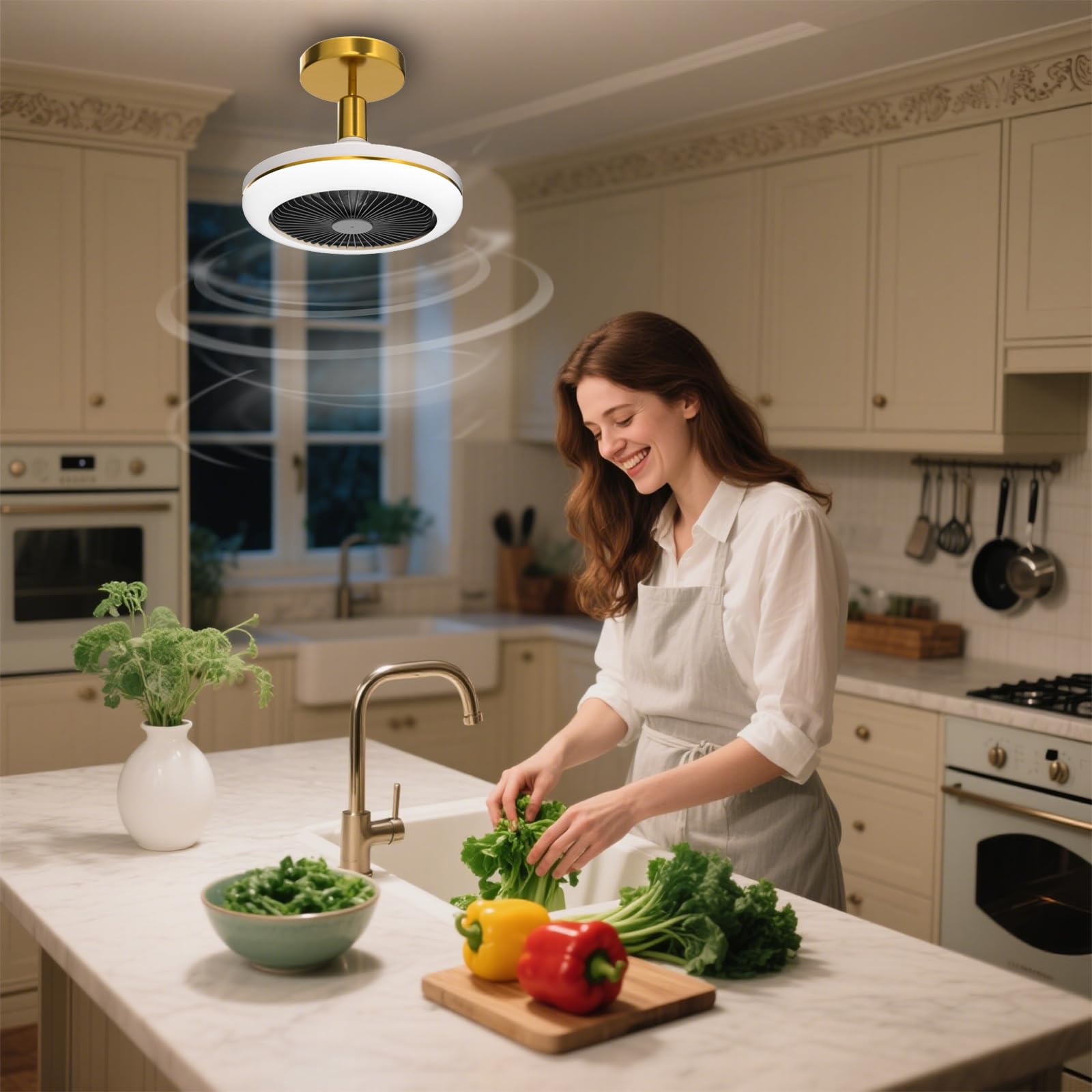 Ventilateur de plafond silencieux avec éclairage, 30 W, avec télécommande, douille E27, 3 vitesses, 3 couleurs dimmables - 4