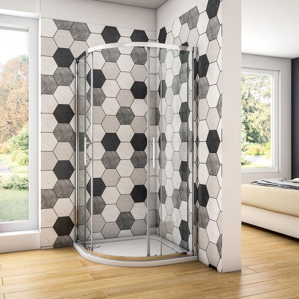 Océan cabine de douche 80x80x185cm cabine de douche coulissante 1/4 de rond en verre anticalcaire - 2