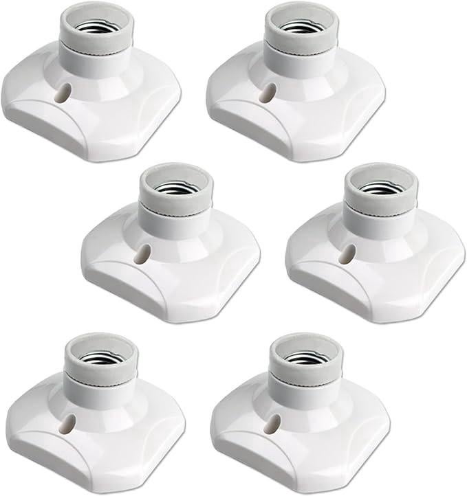 Zestaw 6 gwintowanych oprawek sufitowych E27, oprawka garażowa E27, AC 220-240 V, uchwyt oprawki do żarówki LED, podstawa sufitowa, oprawka E27