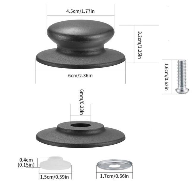 Lot De 5 Poignées Universelles Pour Couvercle Casserole – Boutons Acier Inoxydable Résistants à La Chaleur