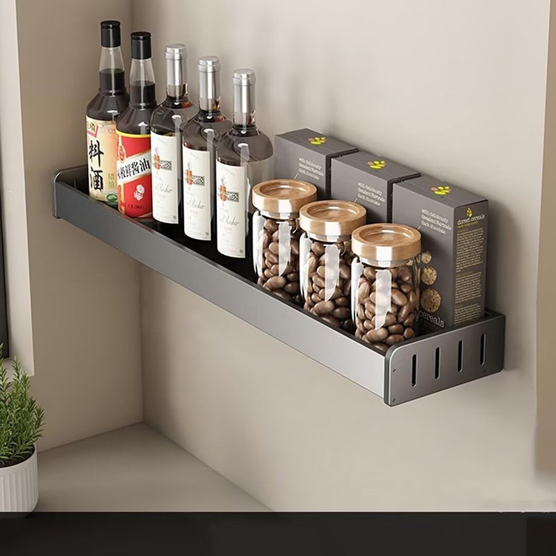 Półka Ścienna na Przyprawy Bez Wiercenia - Wiszący Organizer do Kuchni i Łazienki - Uchwyt na Przybory Kuchenne 40 cm